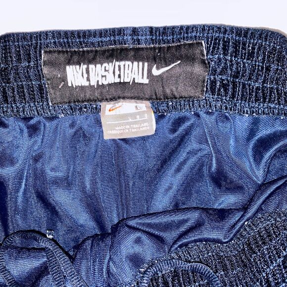 Nike 90s Vintage Basketball Shorts Dazzle Silky Glanz Shiny Navy Blue Nylon - Picture 5 of 8